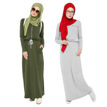 Fashion tingyu factory selling stocked women plain cotton fashion Muslim long dress